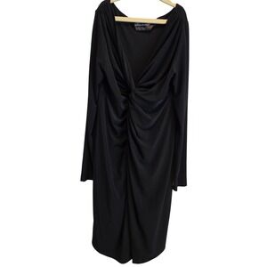Norma Kamali Black Long‎ Sleeve Twist Front Dress Cocktail Party Dress